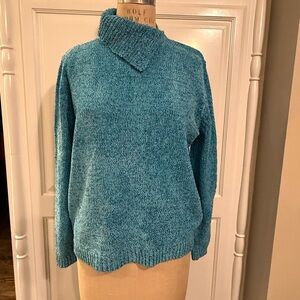 Alfred Dunner vintage Blue Cowl Neck Sweater Relaxed Fit XL excellent condition